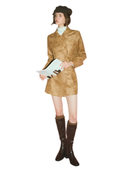 Distressed Leather Jacket Skort Set
