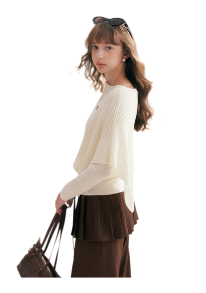 Diagonal Shawl Knit Sweater