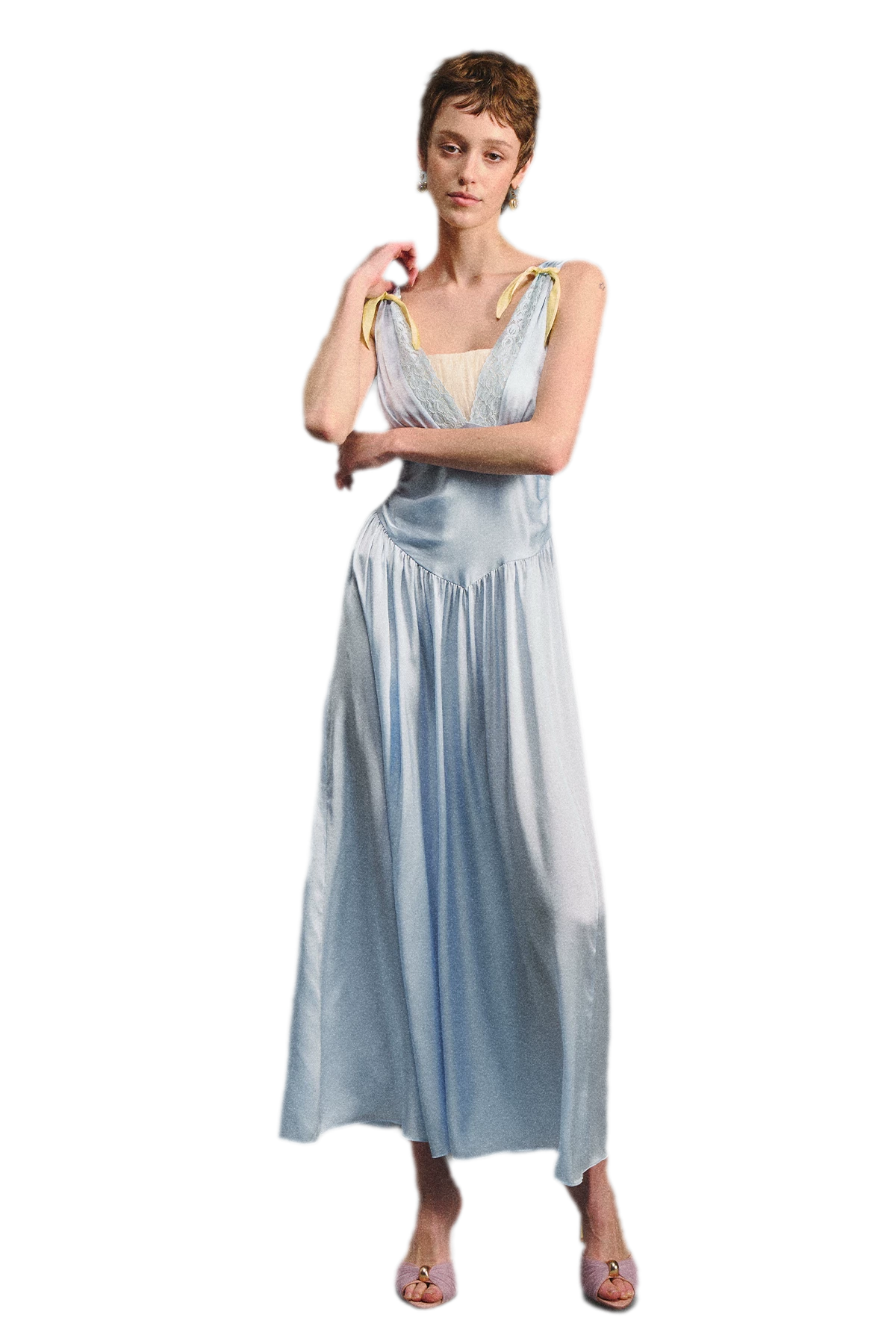 Lace Tie Satin Dress