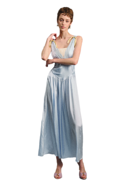 Lace Tie Satin Dress