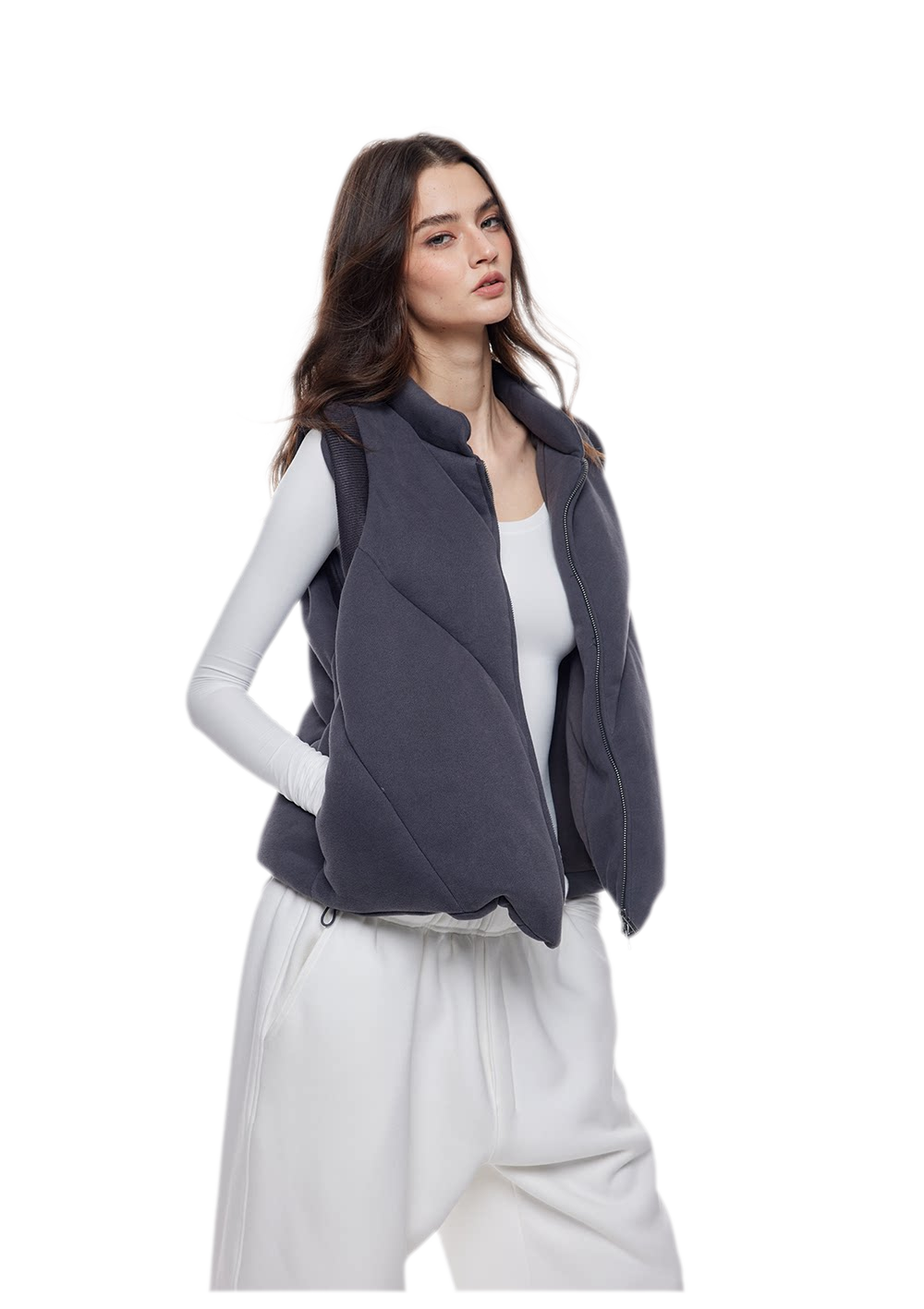 Fur Trim Hooded Vest