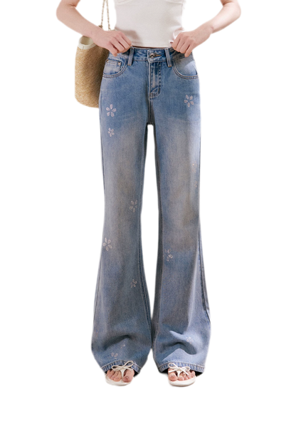 Rhinestone Micro-Flare Jeans