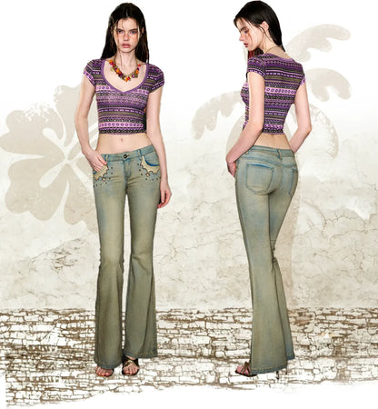 Ethnic Print Cropped T-Shirt