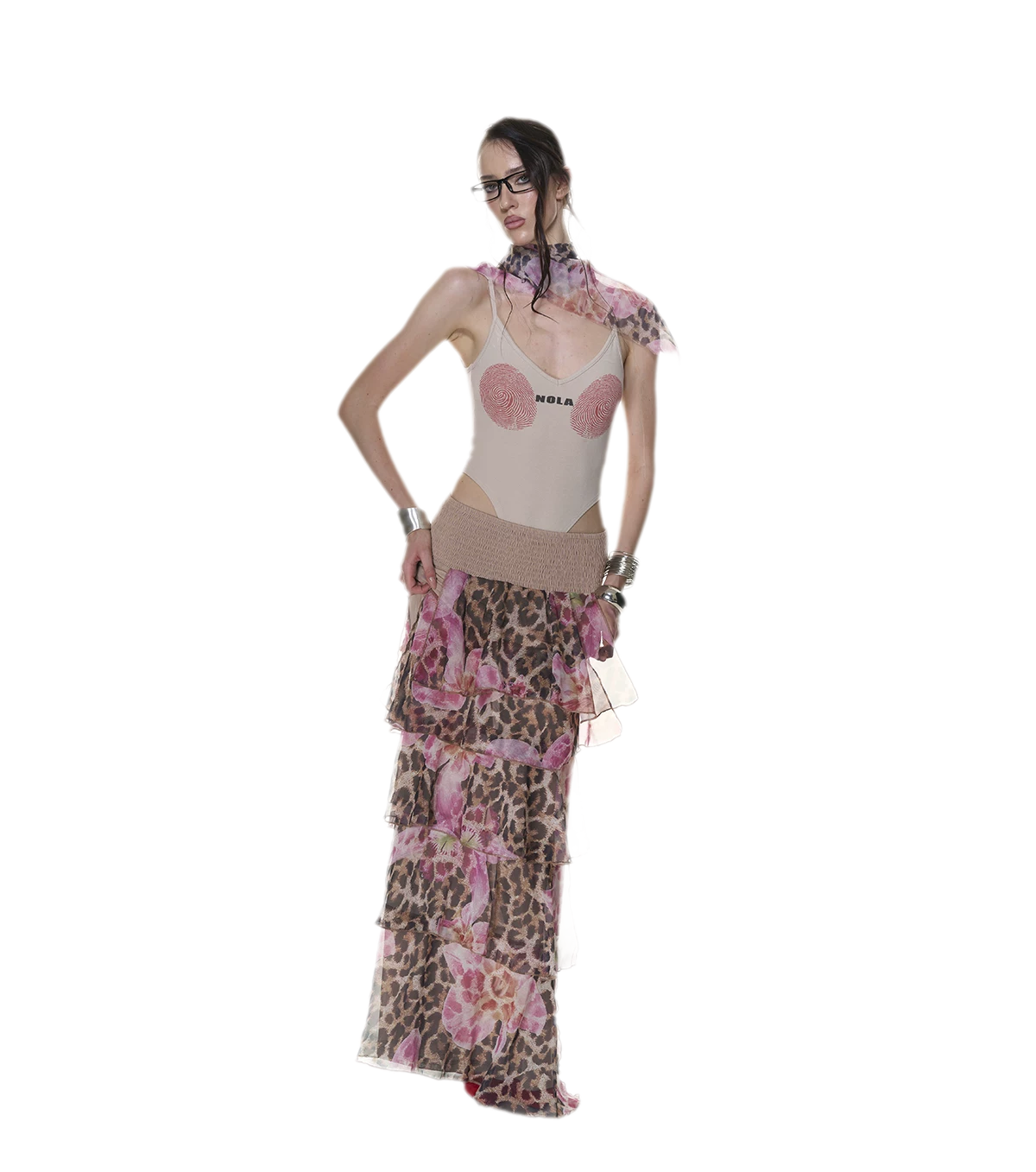 Fingerprint Print Backless Jumpsuit