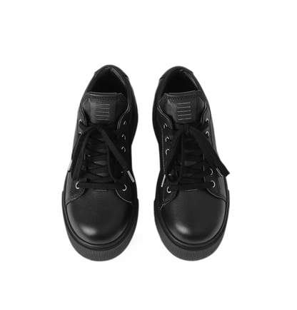 Sculptural Leather Thick-Soled Sneakers