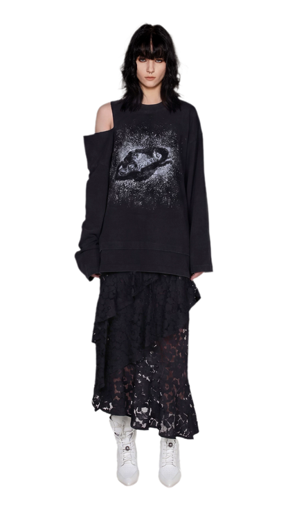 Wax-Dyed Cutout Graphic T-Shirt