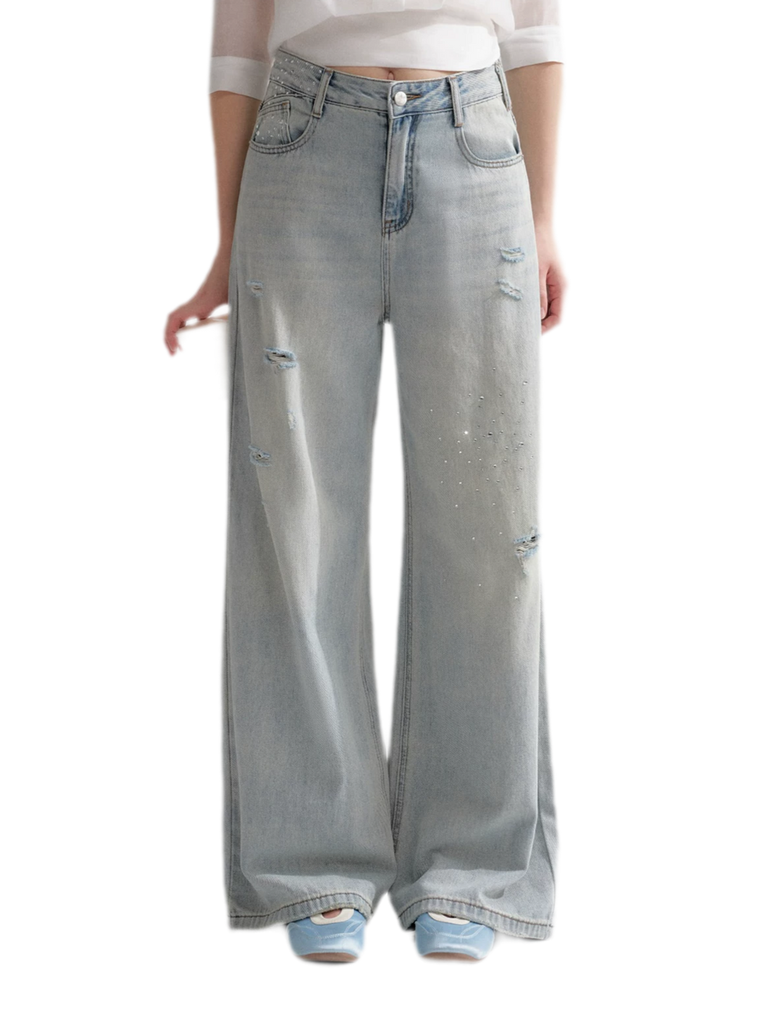 Washed Rhinestone Jeans