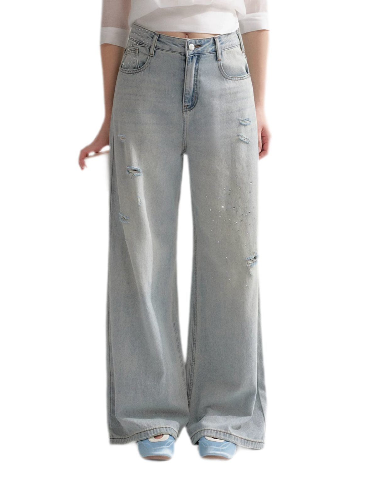 Washed Rhinestone Jeans