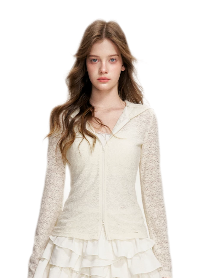 Textured Hooded Knit Cardigan