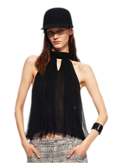 Tie Halter Chiffon Tank