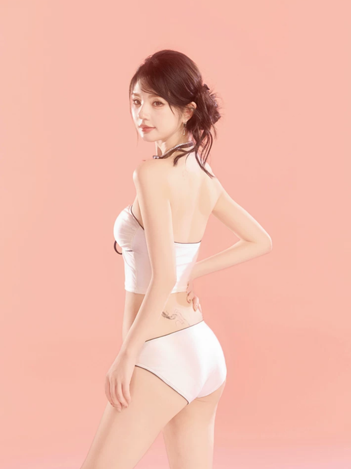 Pearl White Three-Piece Swimsuit