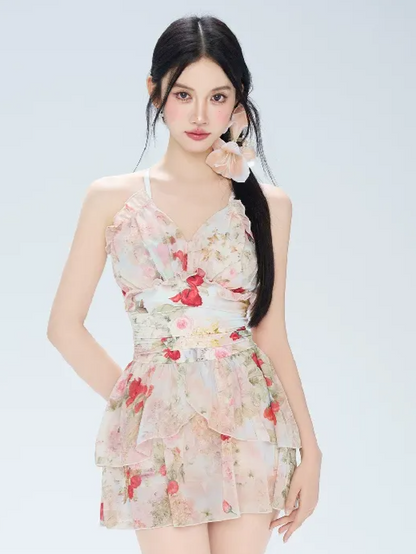 Floral Ruffle Swim Dress