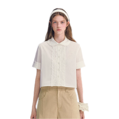 Lace Collar Cotton Shirt