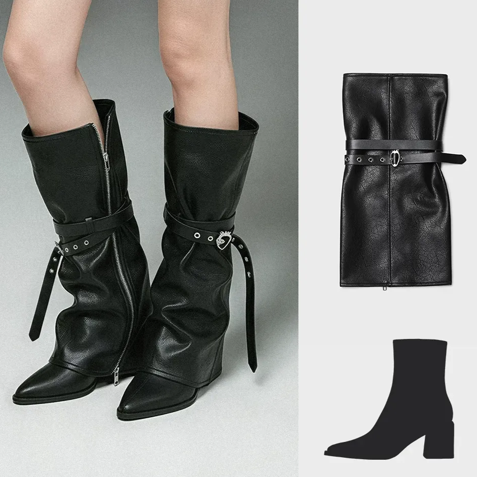 Leather-Textured Slouch Legwarmers