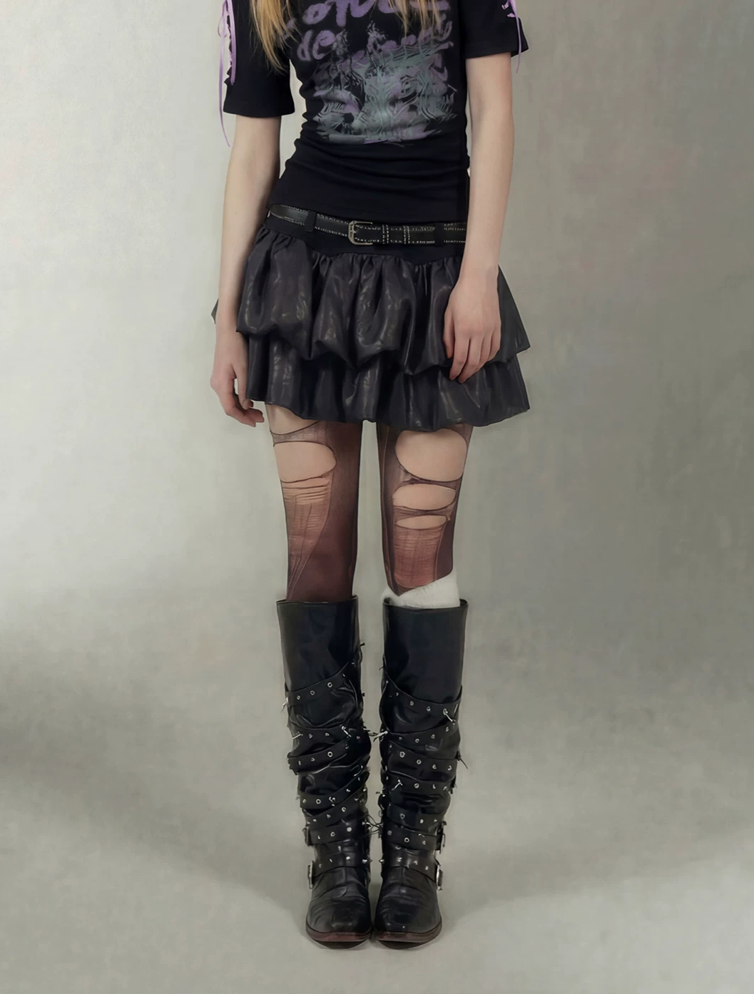 Graphic Tie Shoulder T-Shirt