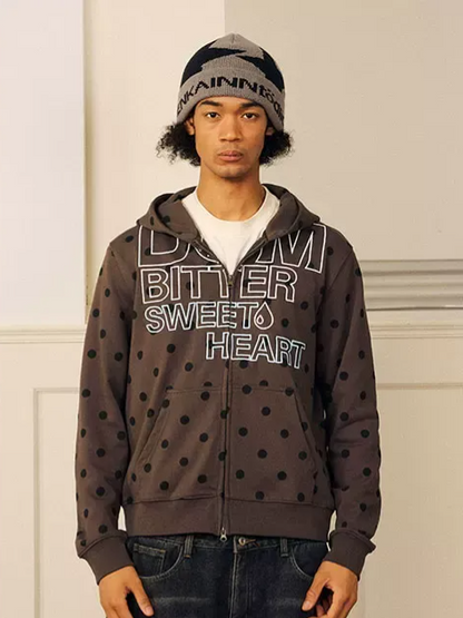 Polka-Dot Slim-Fit Zip Hoodie