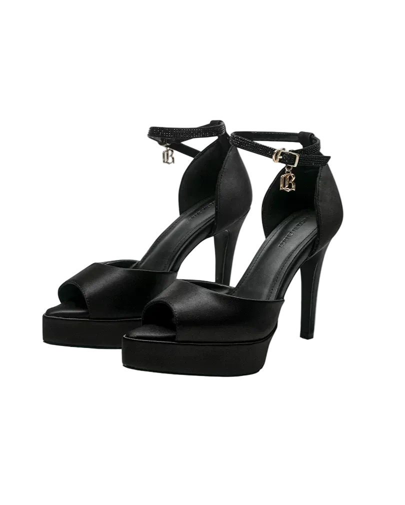 Satin Platform Peep-Toe Heels