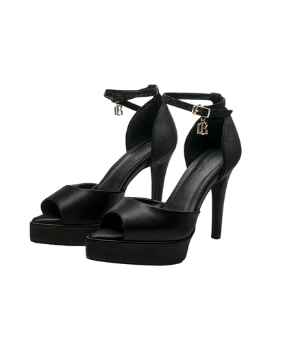 Satin Platform Peep-Toe Heels