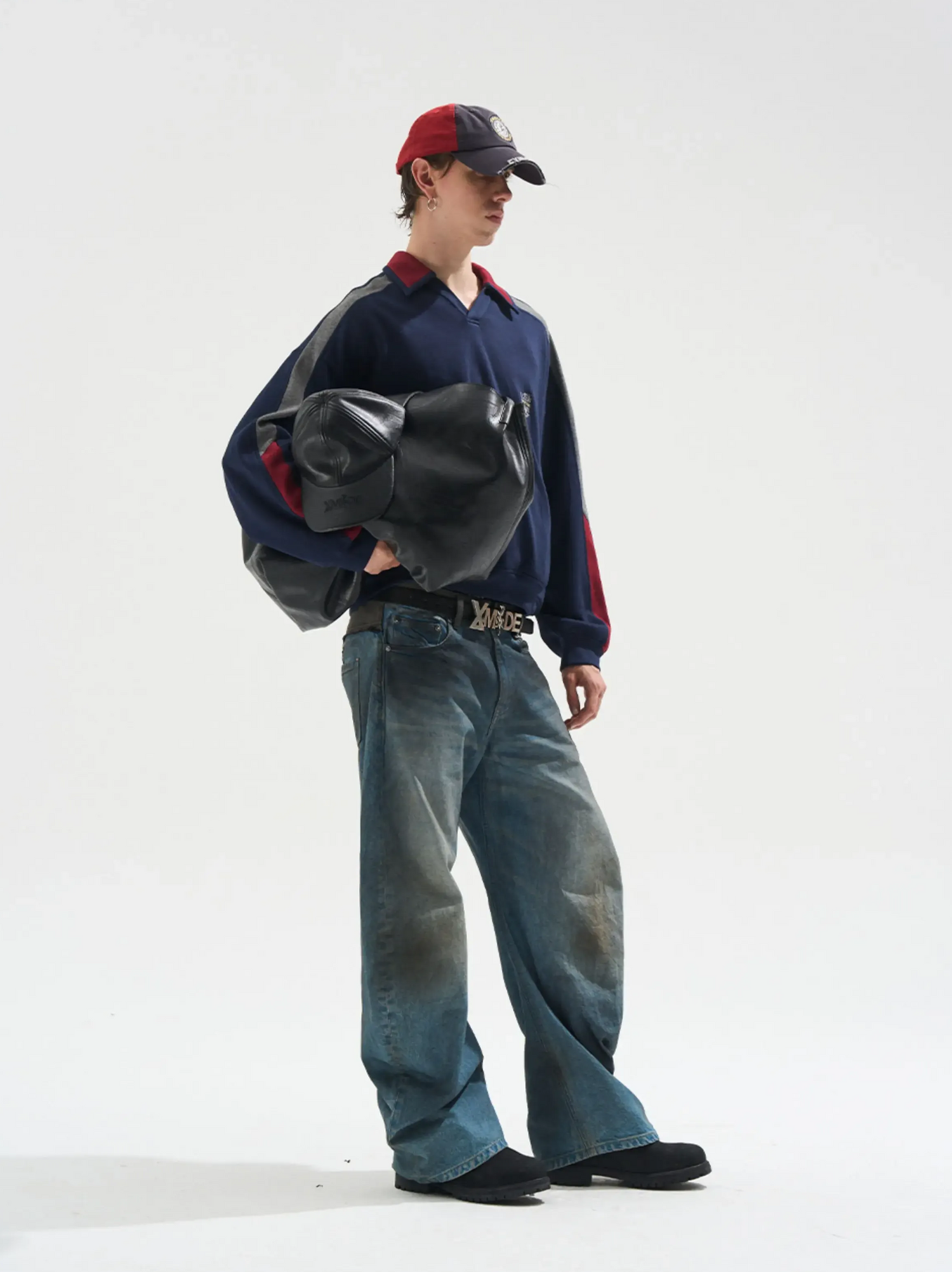 Contrast Polo Panel Sweatshirt