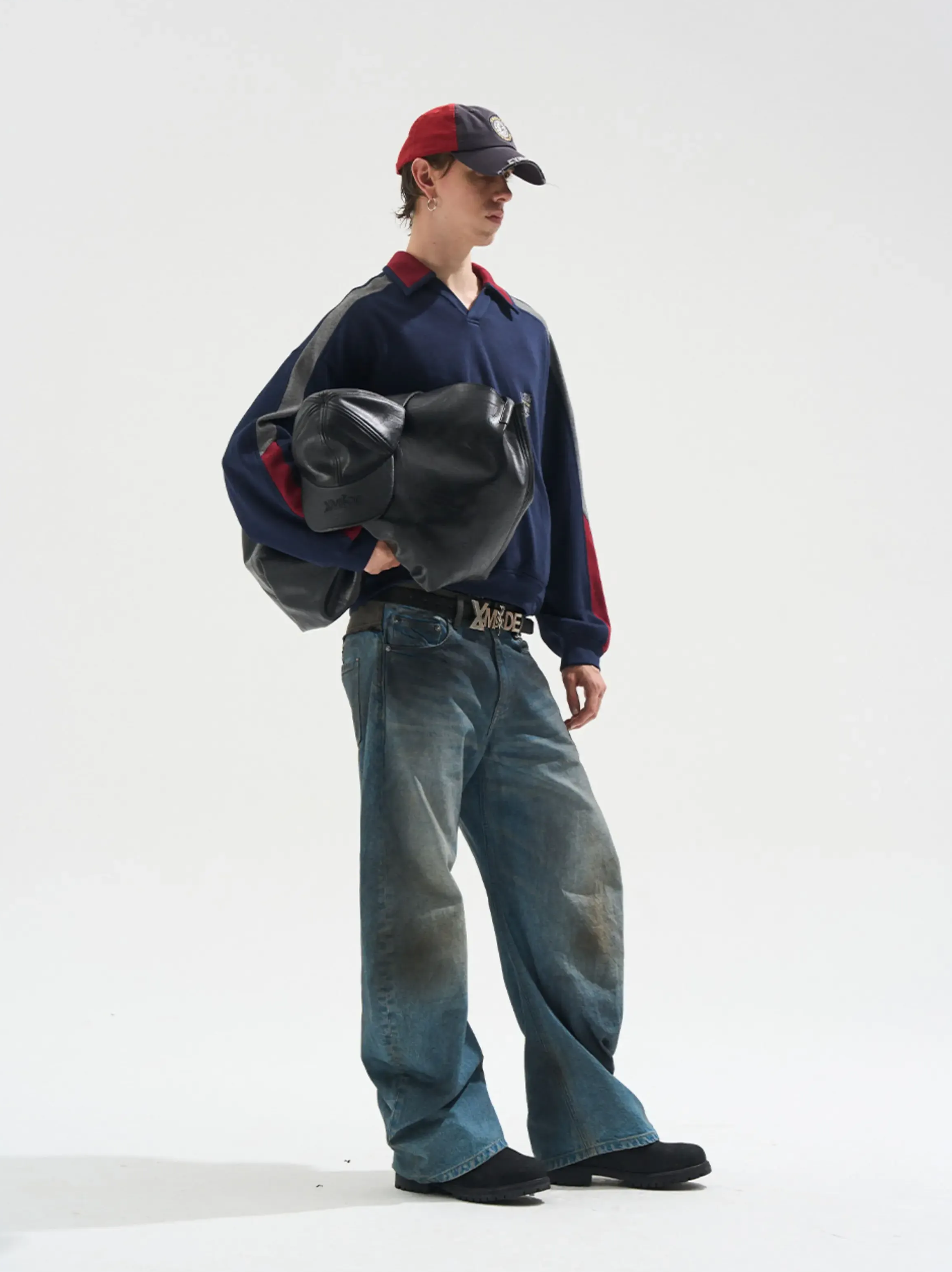Contrast Polo Panel Sweatshirt