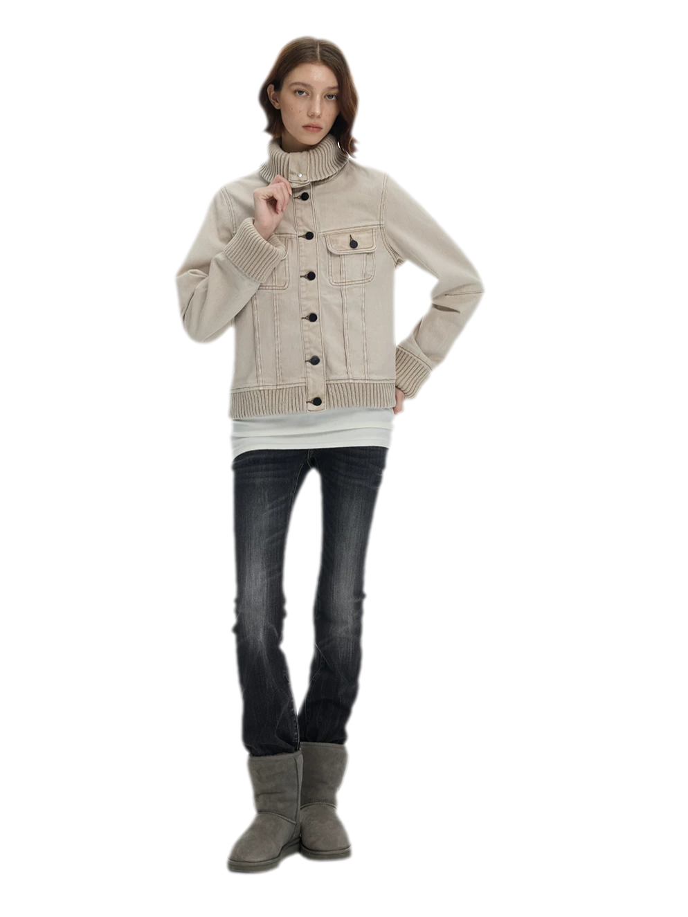 Washed Low-Rise Flare Jeans