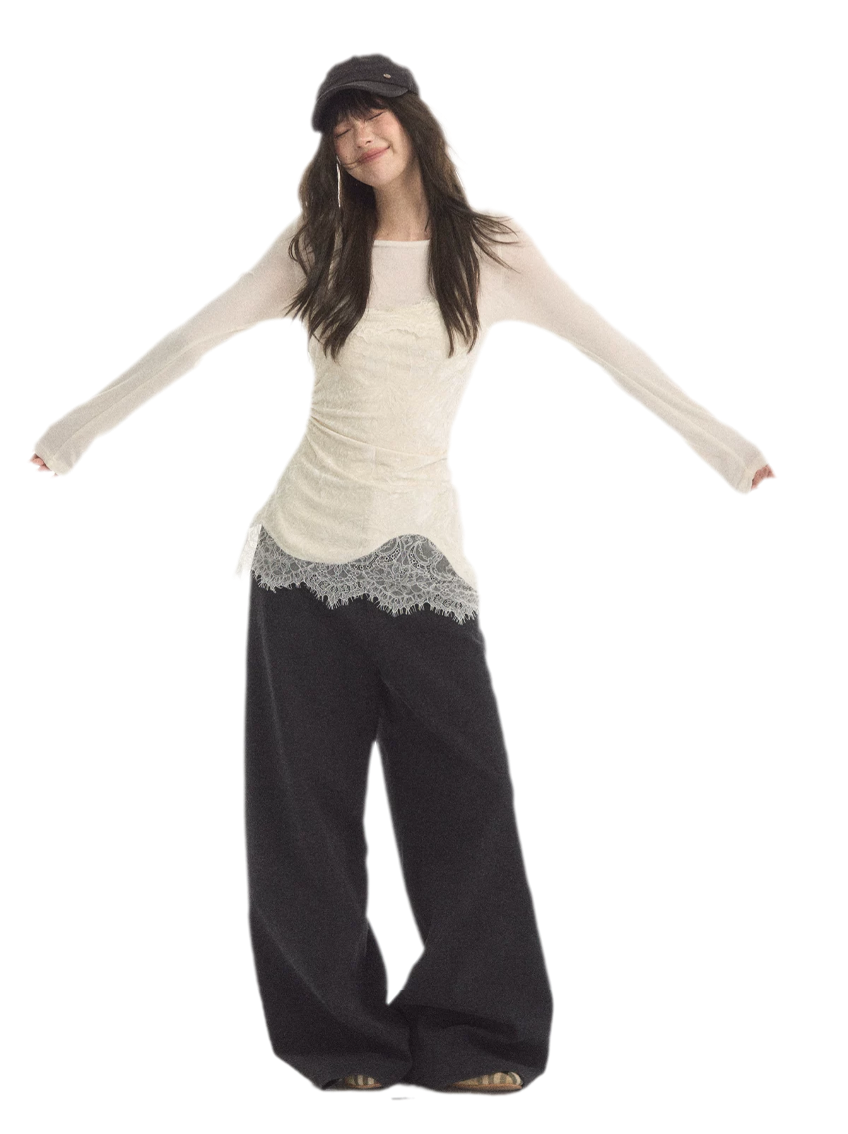 시어 루칭 레이스 레이어드 탑