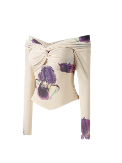 Hand-Painted Iris Corset Top