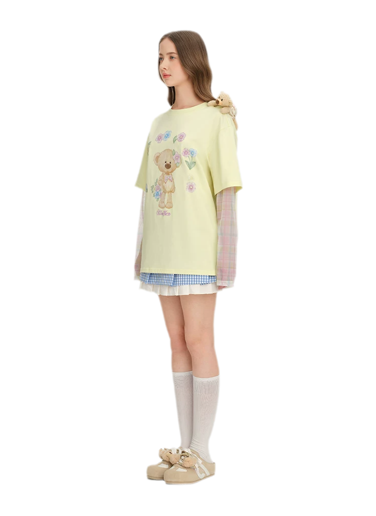 Floral Appliqué Layered T-shirt
