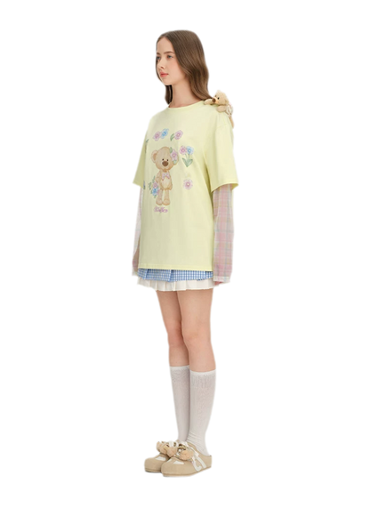 Floral Appliqué Layered T-shirt