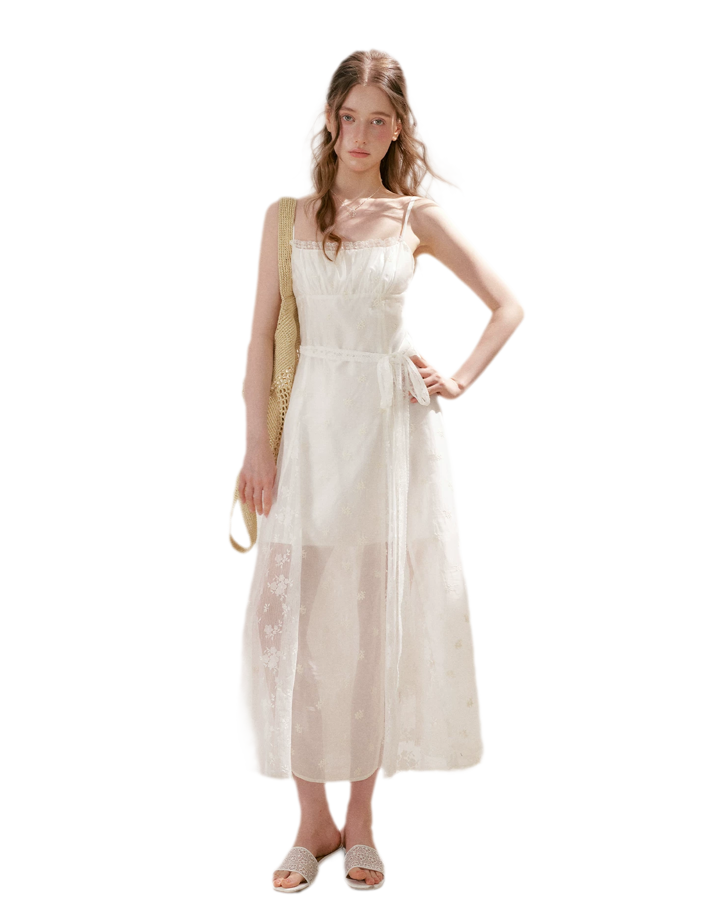 French Embroidered A-line Dress