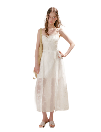 French Embroidered A-line Dress