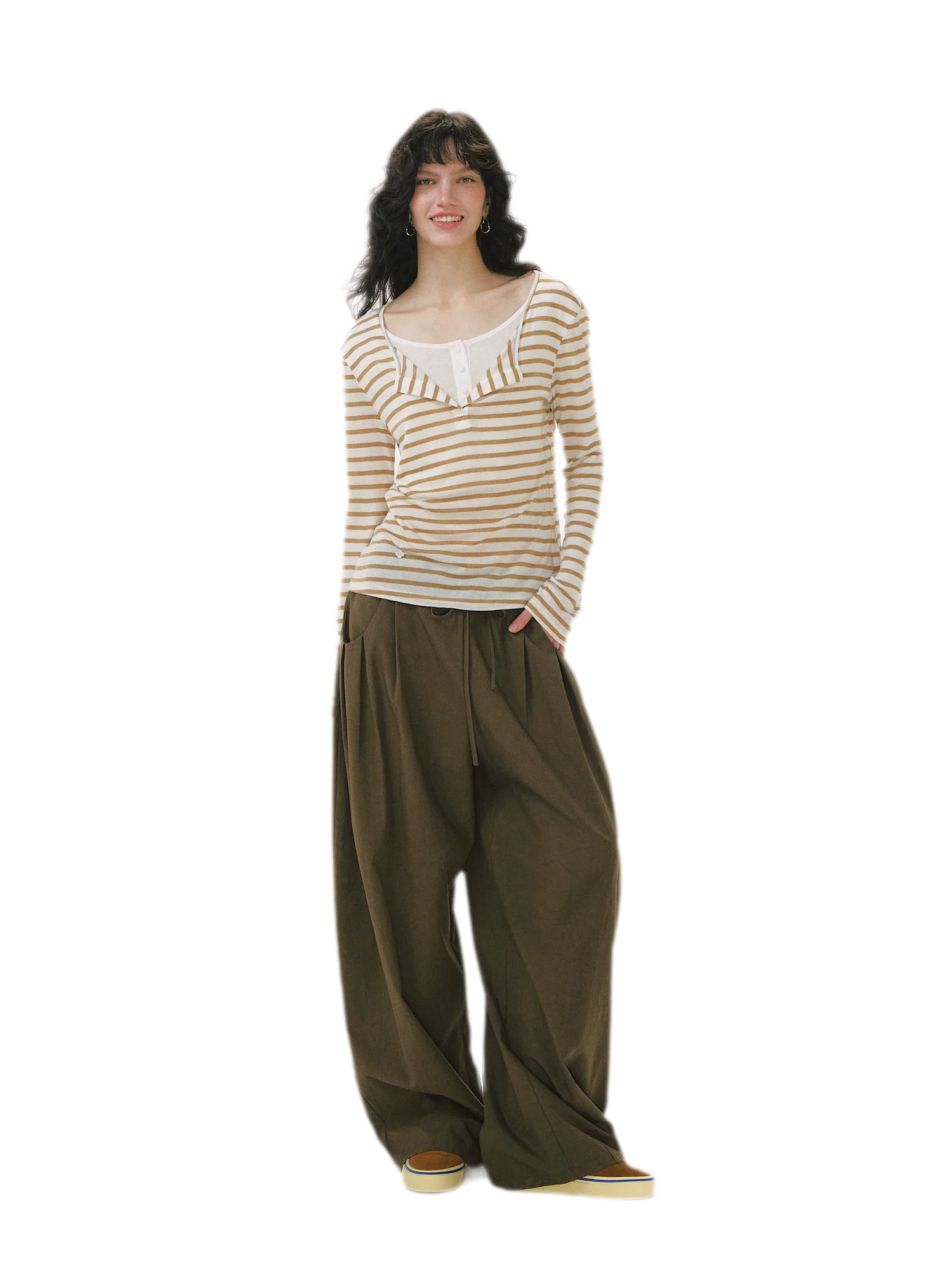 Layered Striped Knit T-Shirt