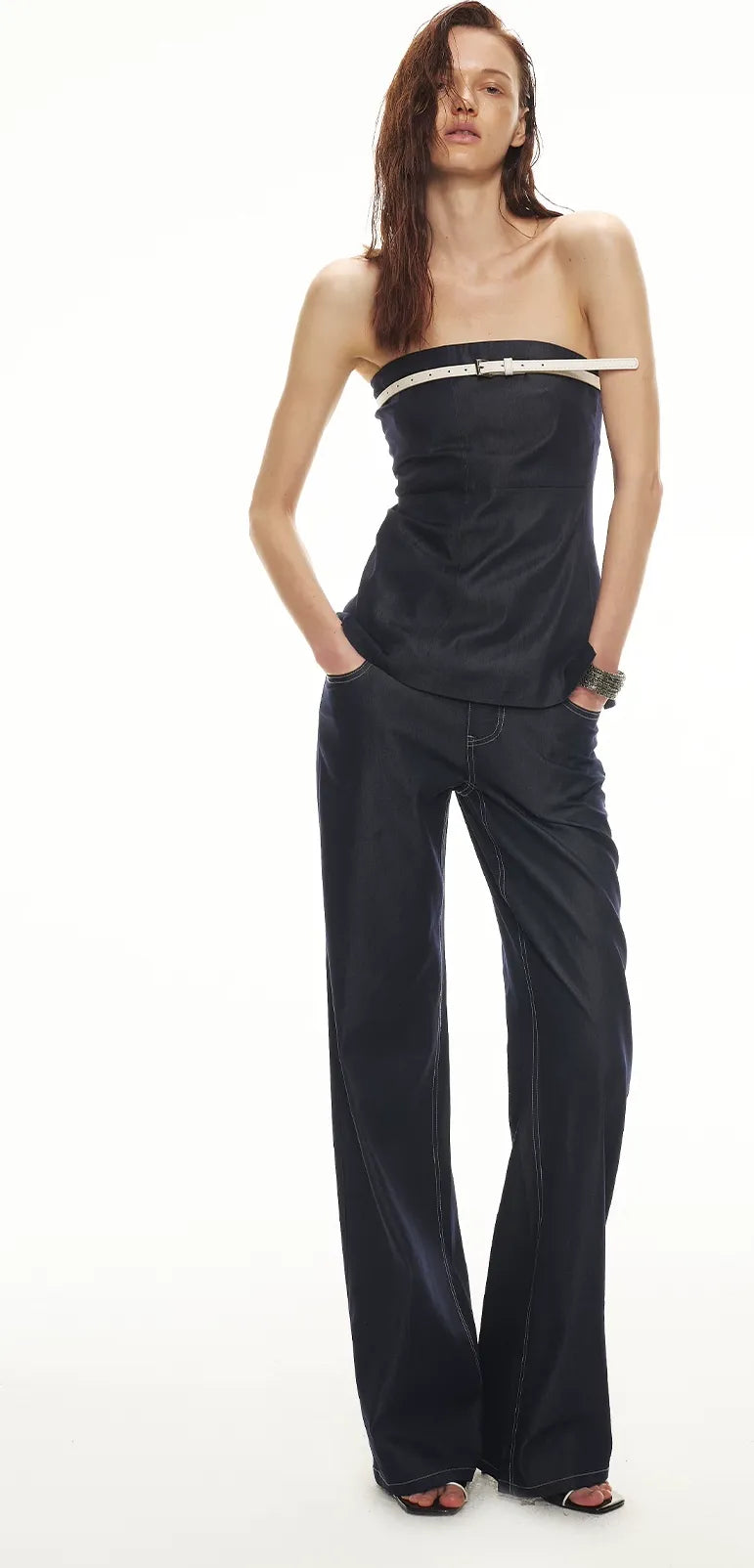 Soft Tencel Denim Fishtail Bustier Top &amp; Pants