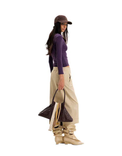 Structured High-Waisted Midi Skirt