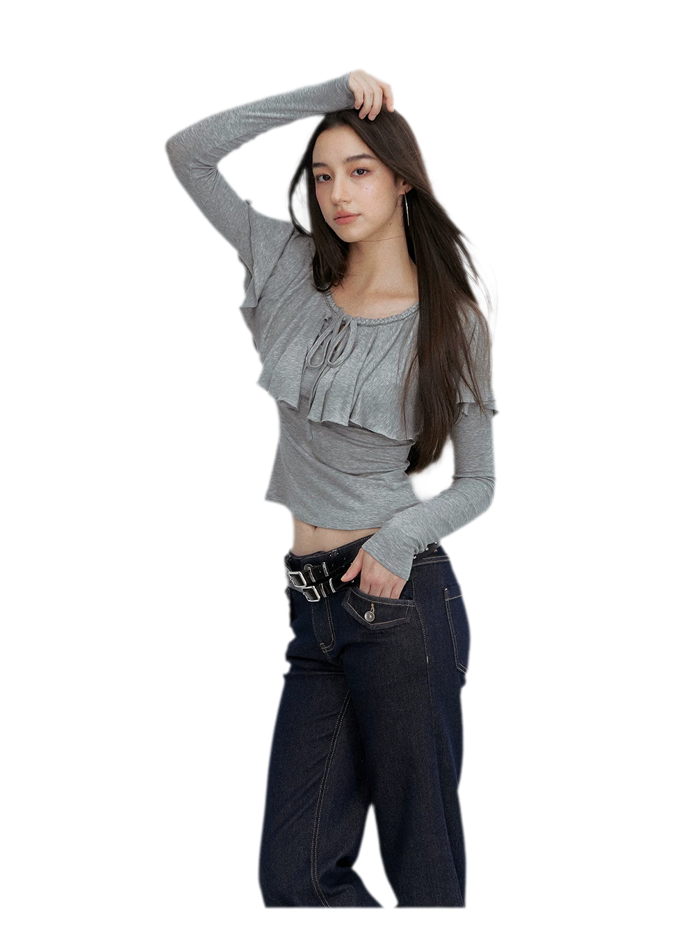 Tie-Neck Ruffle Top