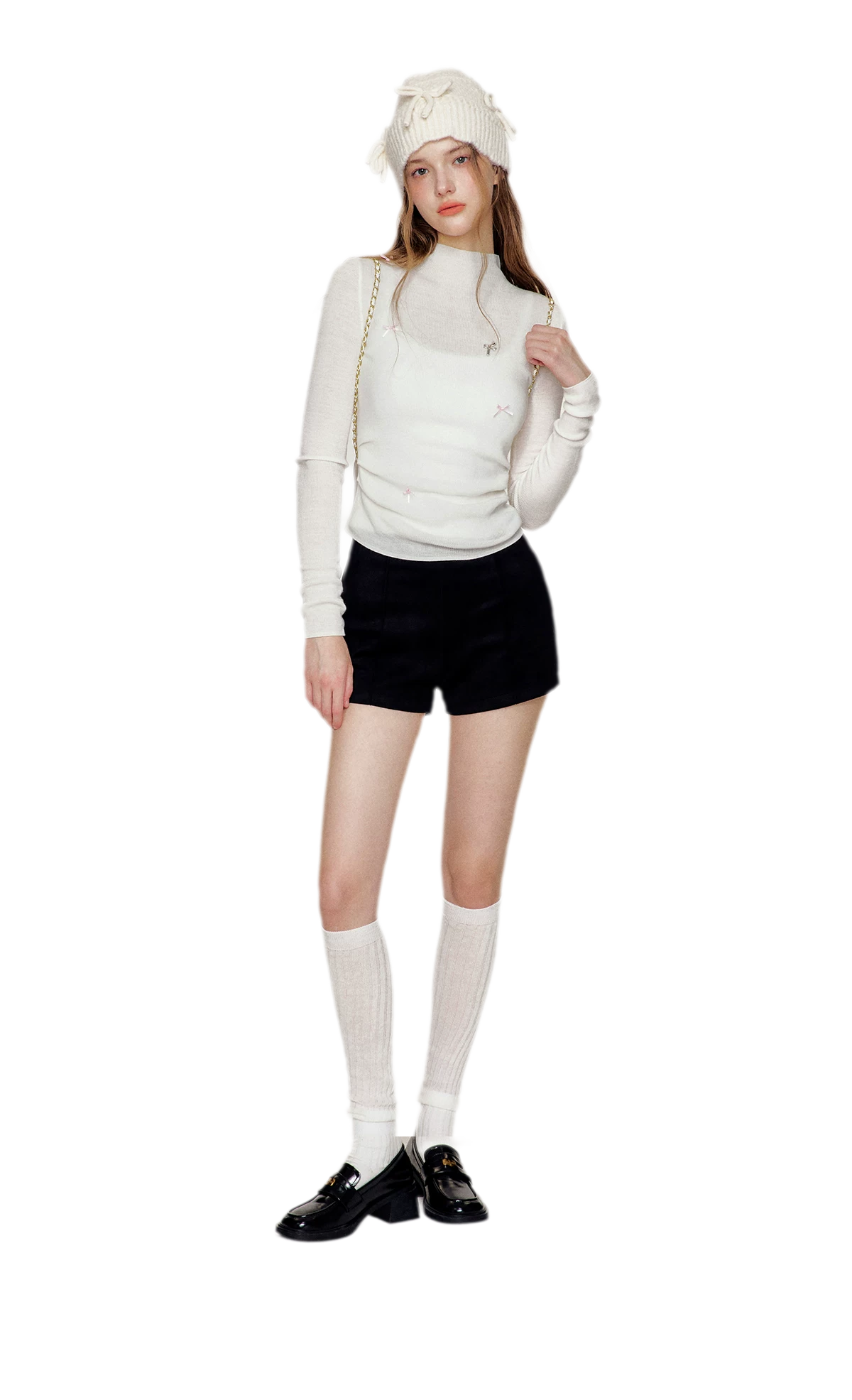 Fine Wool Ruched Bow Top