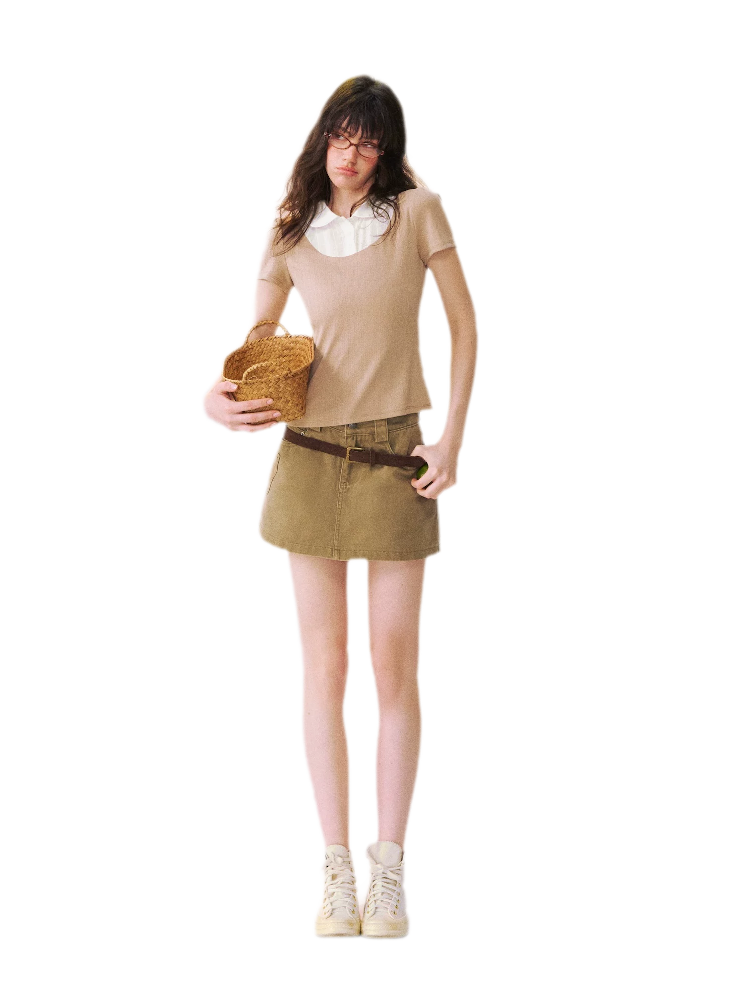 Faux Layered Collar T-Shirt