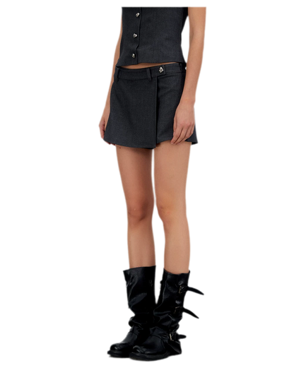 Tailored Irregular Faux Two-Piece Skort