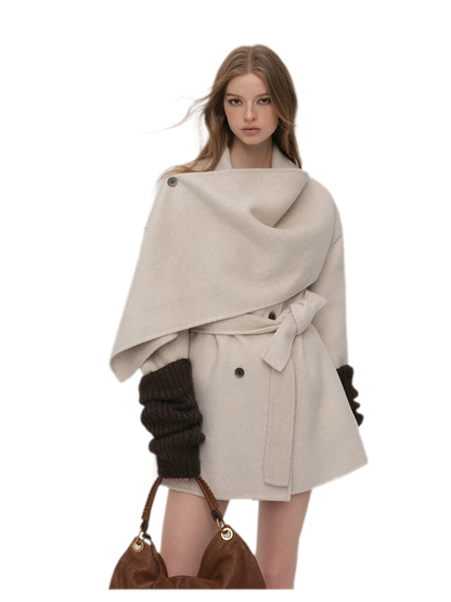 Double-Faced Wool Cape Coat