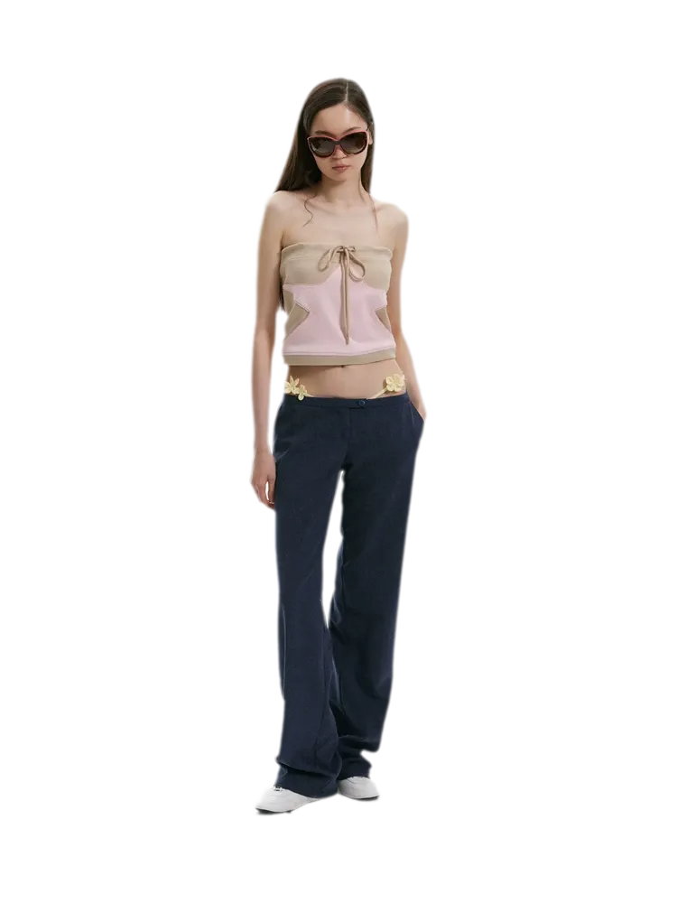 Star Ribbed Bandeau Top