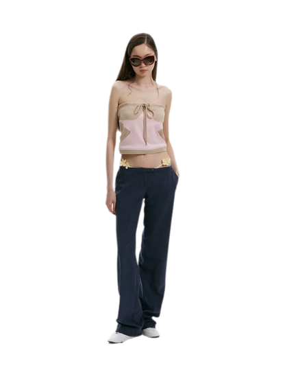 Star Ribbed Bandeau Top