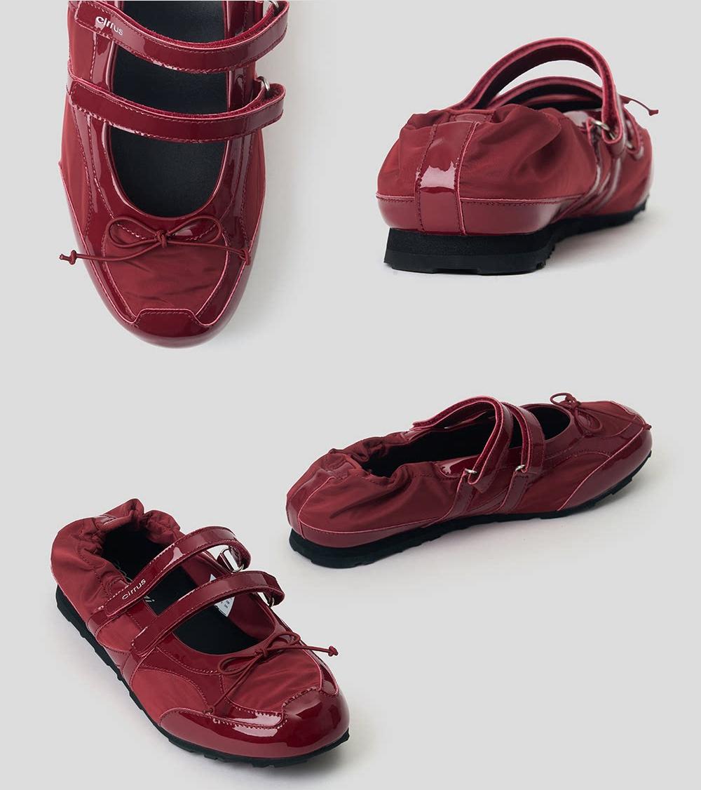 Ruched Ballet Strap Shoes
