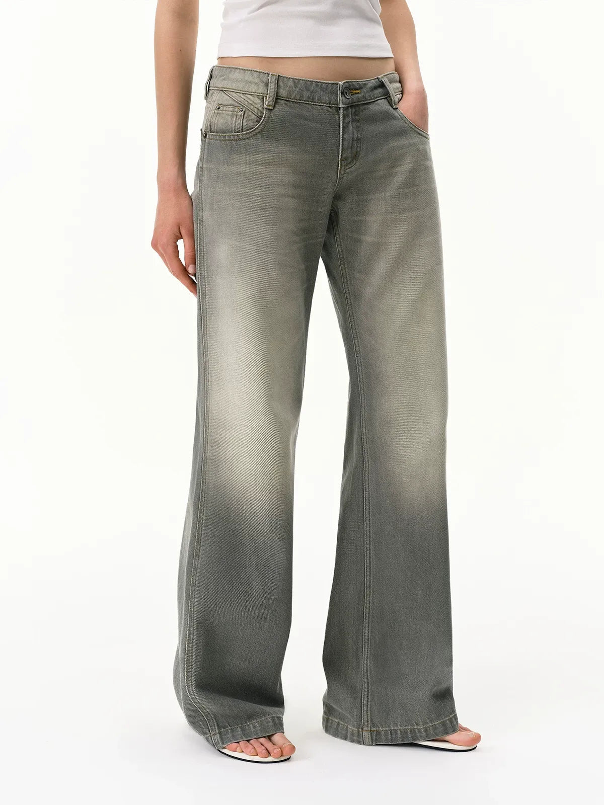 Distressed Gray Straight Jeans