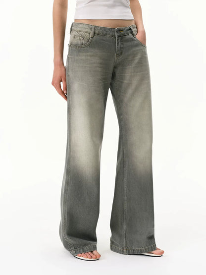 Distressed Gray Straight Jeans