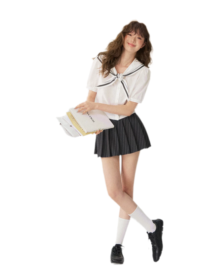 Striped Pleated Skort