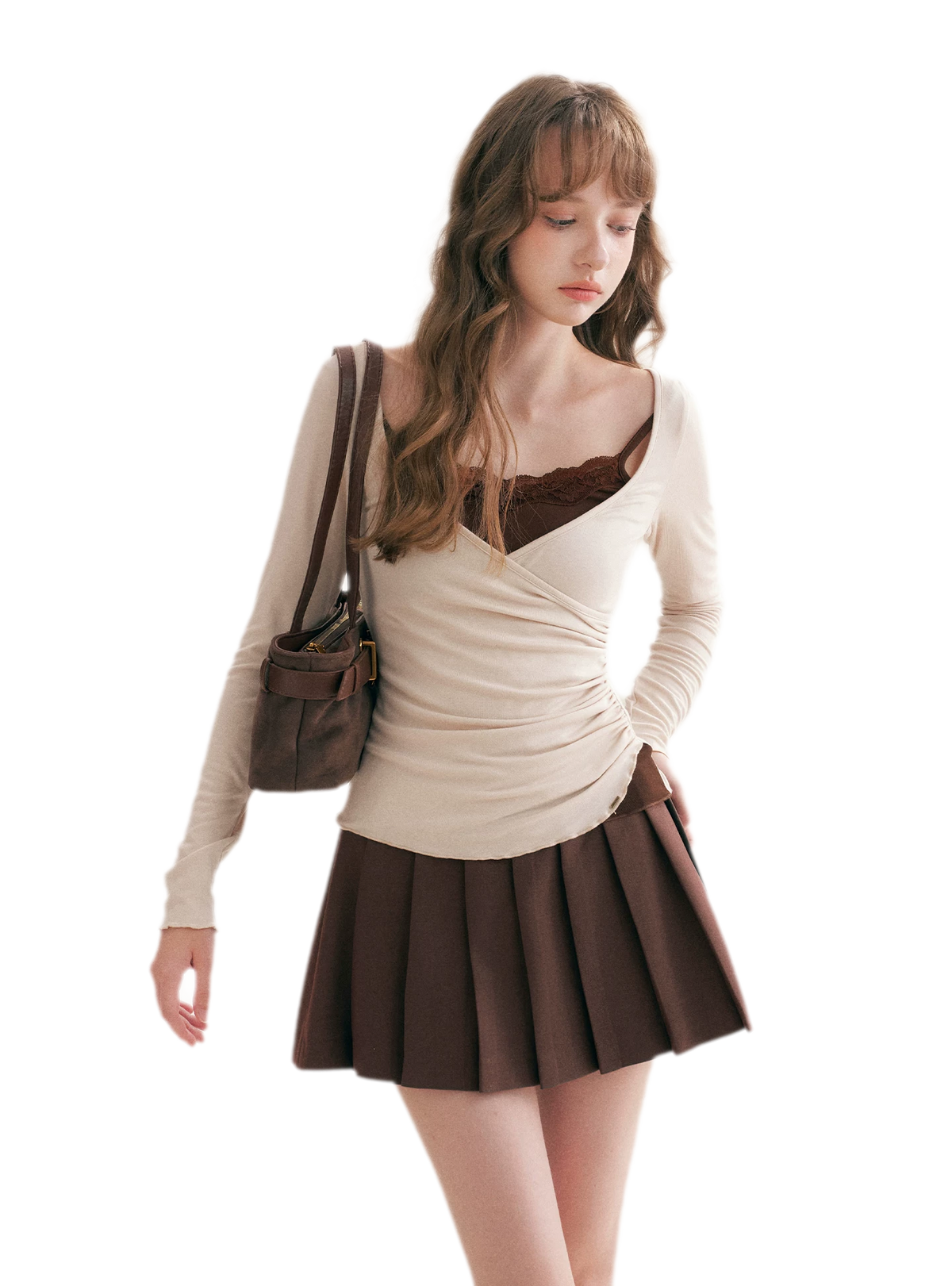 Lace Crossover Slim T-Shirt