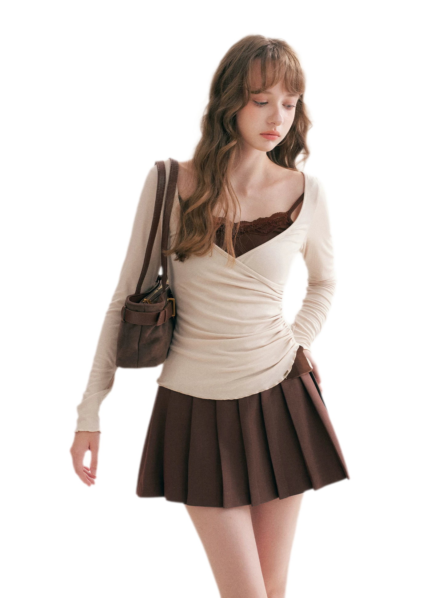 Lace Crossover Slim T-Shirt