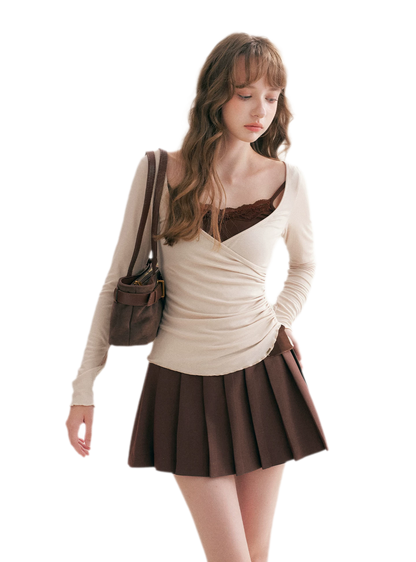 Lace Crossover Slim T-Shirt