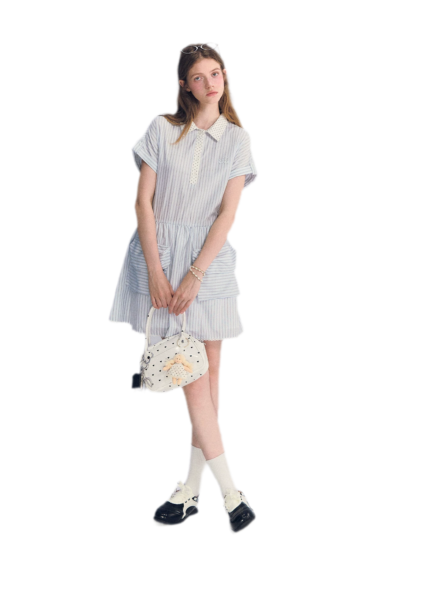 Striped Lace Trim Dress