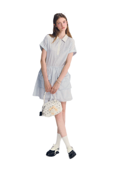 Striped Lace Trim Dress